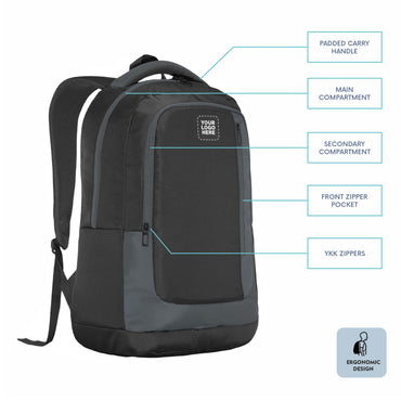 Carriz CPB02 26L Laptop Backpack -Black