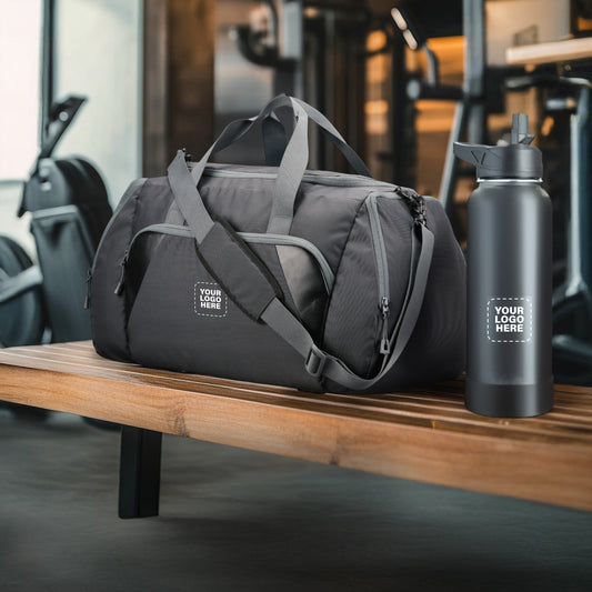 Active Pro Corporate Fitness Kit – Custom Gym Duffle Bag & Metal Sipper Bottle
