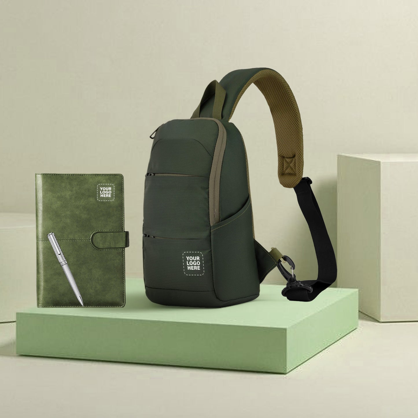 Compact Corporate Gift Set – Crossbody Sling Bag, Executive Notebook & Metal Pen
