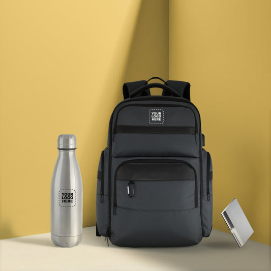 Corporate Gift Set – Custom Logo Backpack, Steel Flask & Card Holder