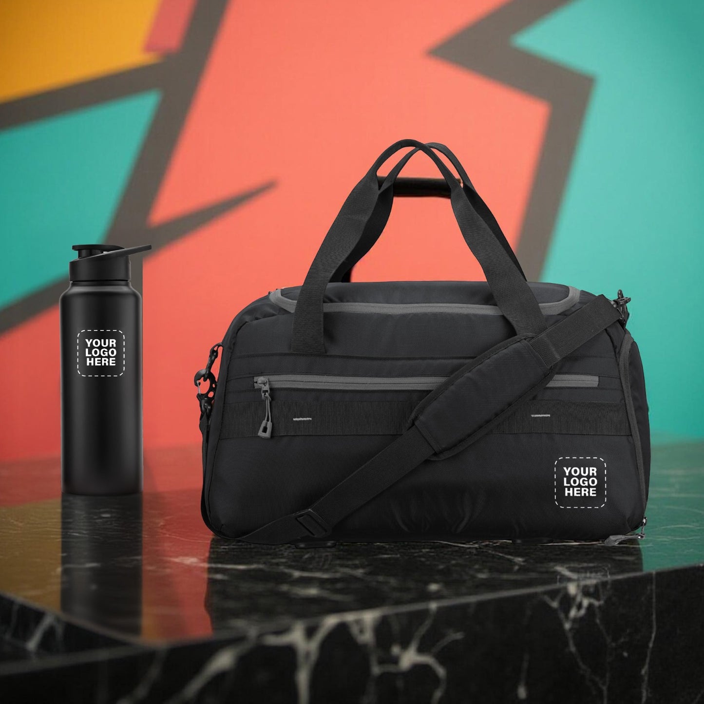 Corporate Travel Gifting Set – Custom Logo Duffel Bag & Premium Bottle