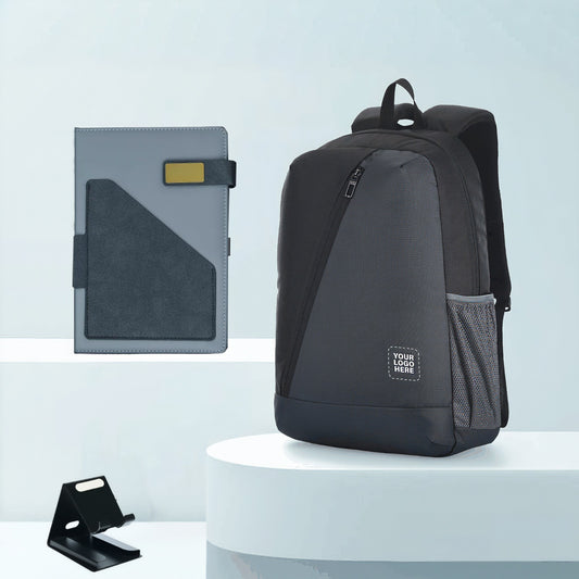 Everyday Office Essentials Combo – Logo Backpack with Diary & Mobile Stand