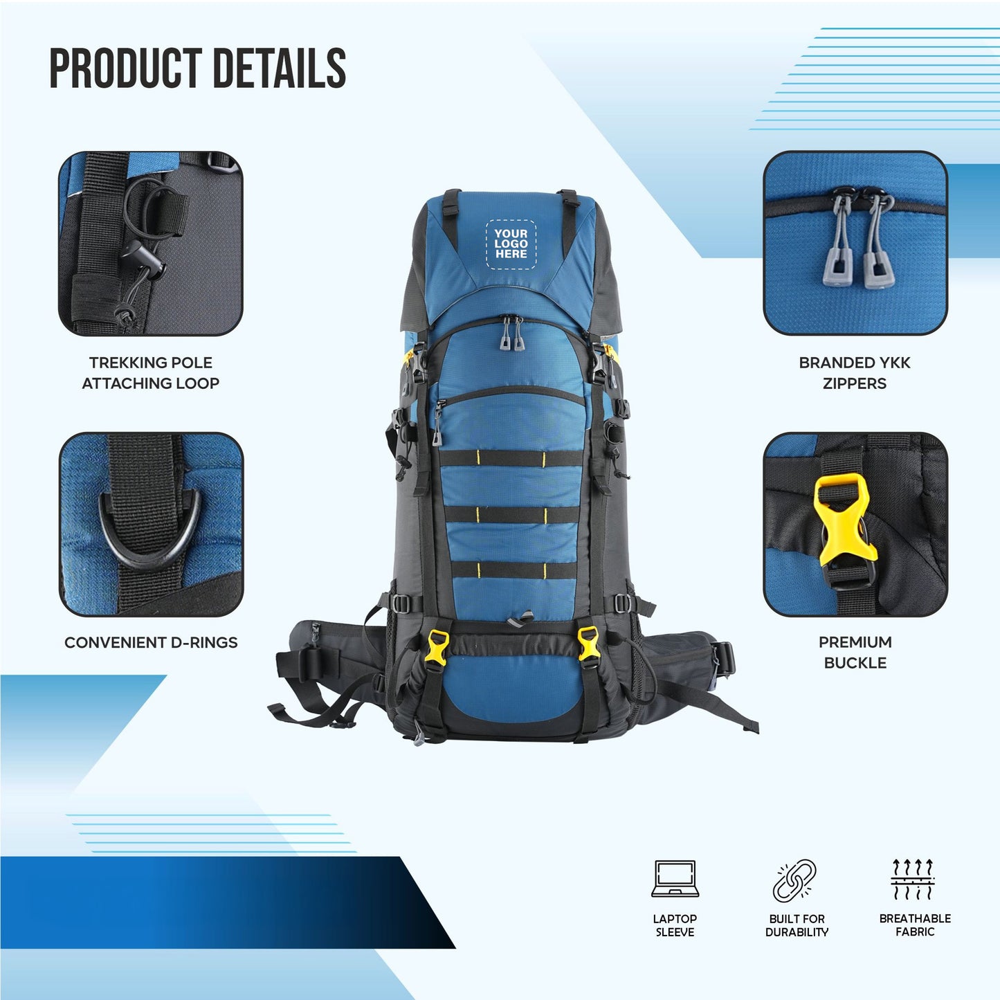 Skyranger 70 L Rucksack for Hiking & Travel with Ergonomic Shoulder Straps & Internal metal frame