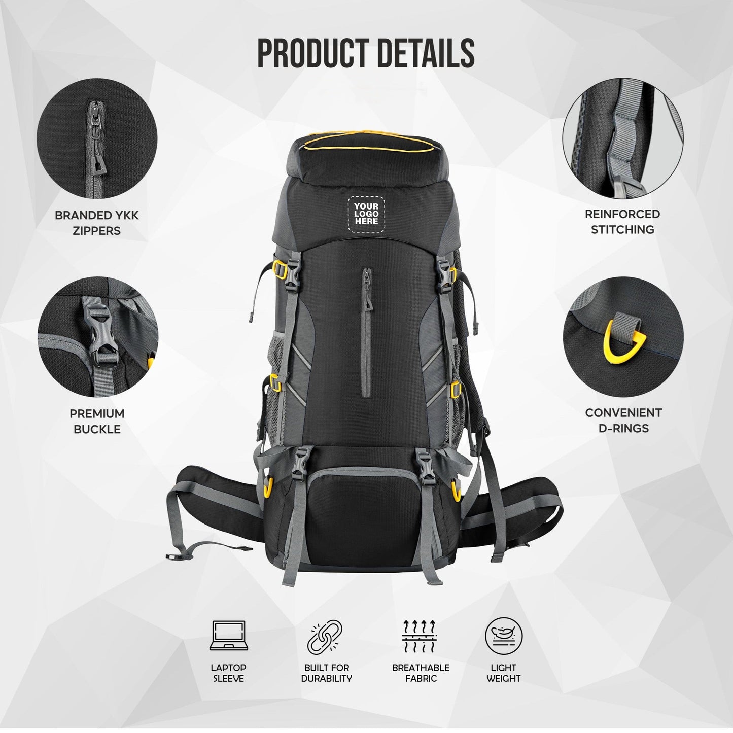 Flyspeck 65 L Travel Backpack with Lightweight Build & with Multi-Pocket Design