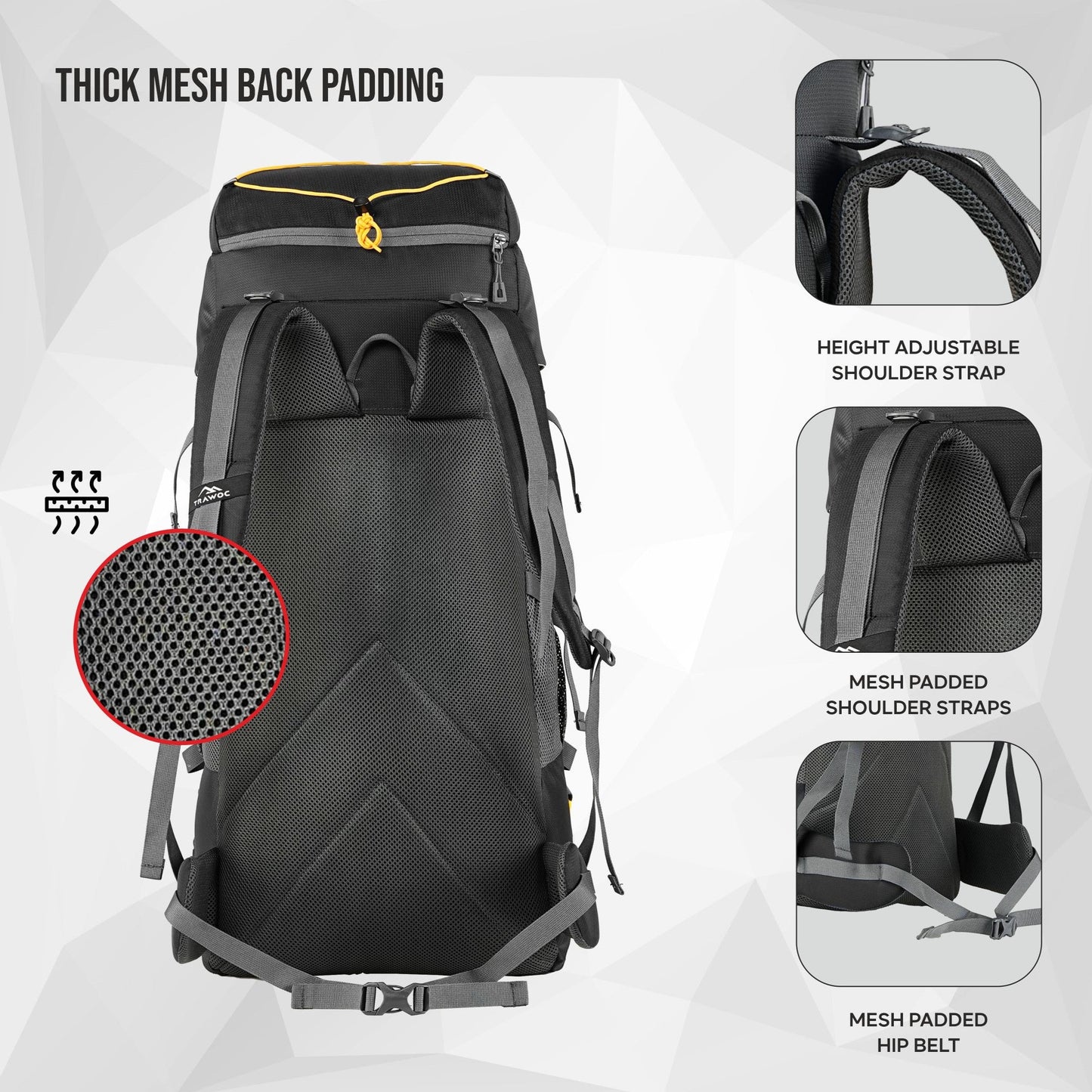 Flyspeck 65 L Travel Backpack with Lightweight Build & with Multi-Pocket Design