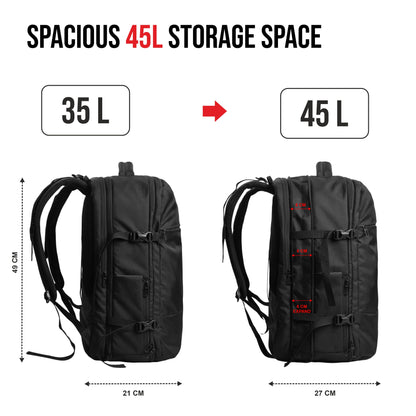 TPB01- 45L Laptop Bag  with Anti-Theft Lock, Expandable Storage, USB Charging, Suitcase-Style Opening