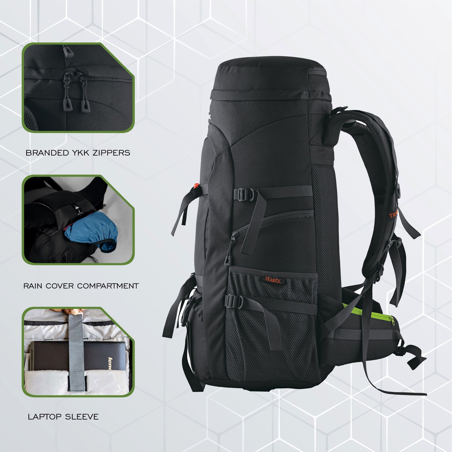 FUSION X 50 L internal frame Bag with Rain Cover and Shoe Compartment