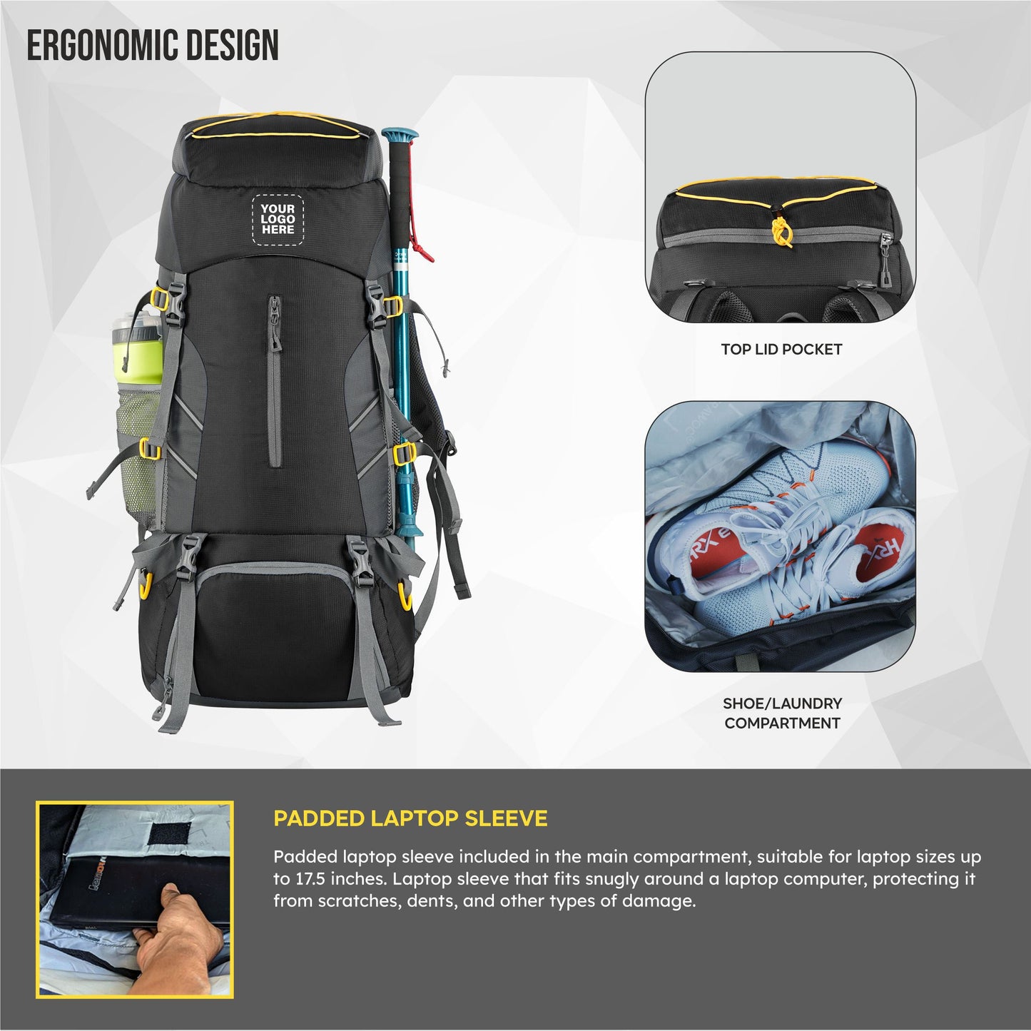Flyspeck 65 L Travel Backpack with Lightweight Build & with Multi-Pocket Design