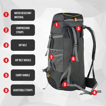 Flyspeck 65 L Travel Backpack with Lightweight Build & with Multi-Pocket Design