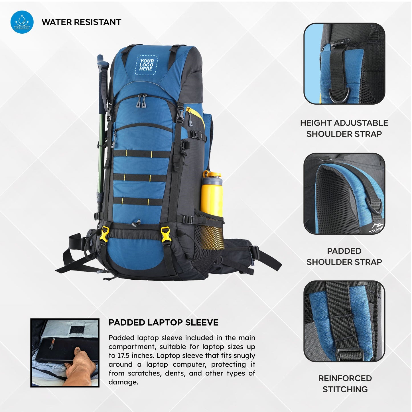 Skyranger 70 L Rucksack for Hiking & Travel with Ergonomic Shoulder Straps & Internal metal frame