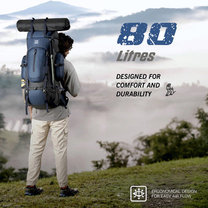 EXPEDITION 80L Rucksack with shoe compartment &  Rain Cover