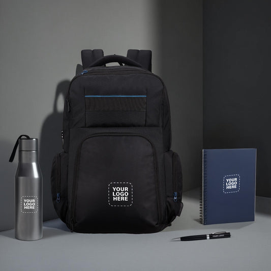 Gifting Combo Set – Backpack, Metal Bottle, Notebook & Pen (Custom Logo)