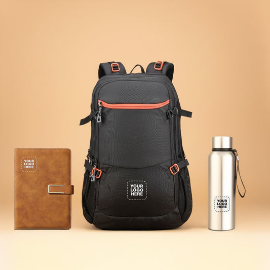 Premium Corporate Gift Set – Custom Logo Backpack, Stainless Steel Bottle & Executive Portfolio