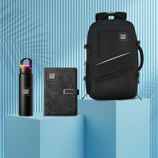 Executive Corporate Gifting Set – Custom Logo Backpack, Premium Diary & Insulated Smart Bottle