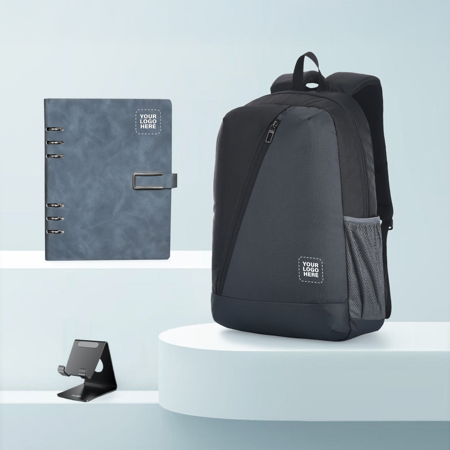 Signature Corporate Welcome Kit – Backpack, Executive Notebook & Mobile Stand