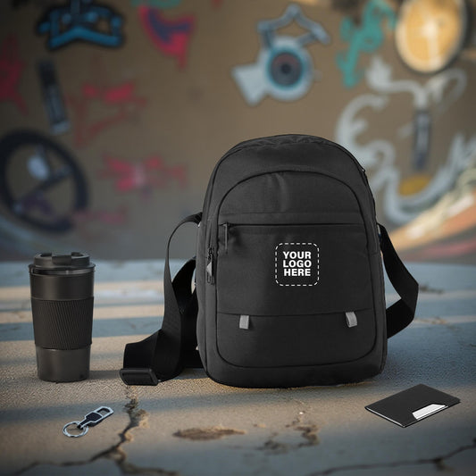 Urban Essentials Corporate Gift Set – Crossbody Bag, Travel Tumbler, Keychain & Card Holder (Custom Logo)