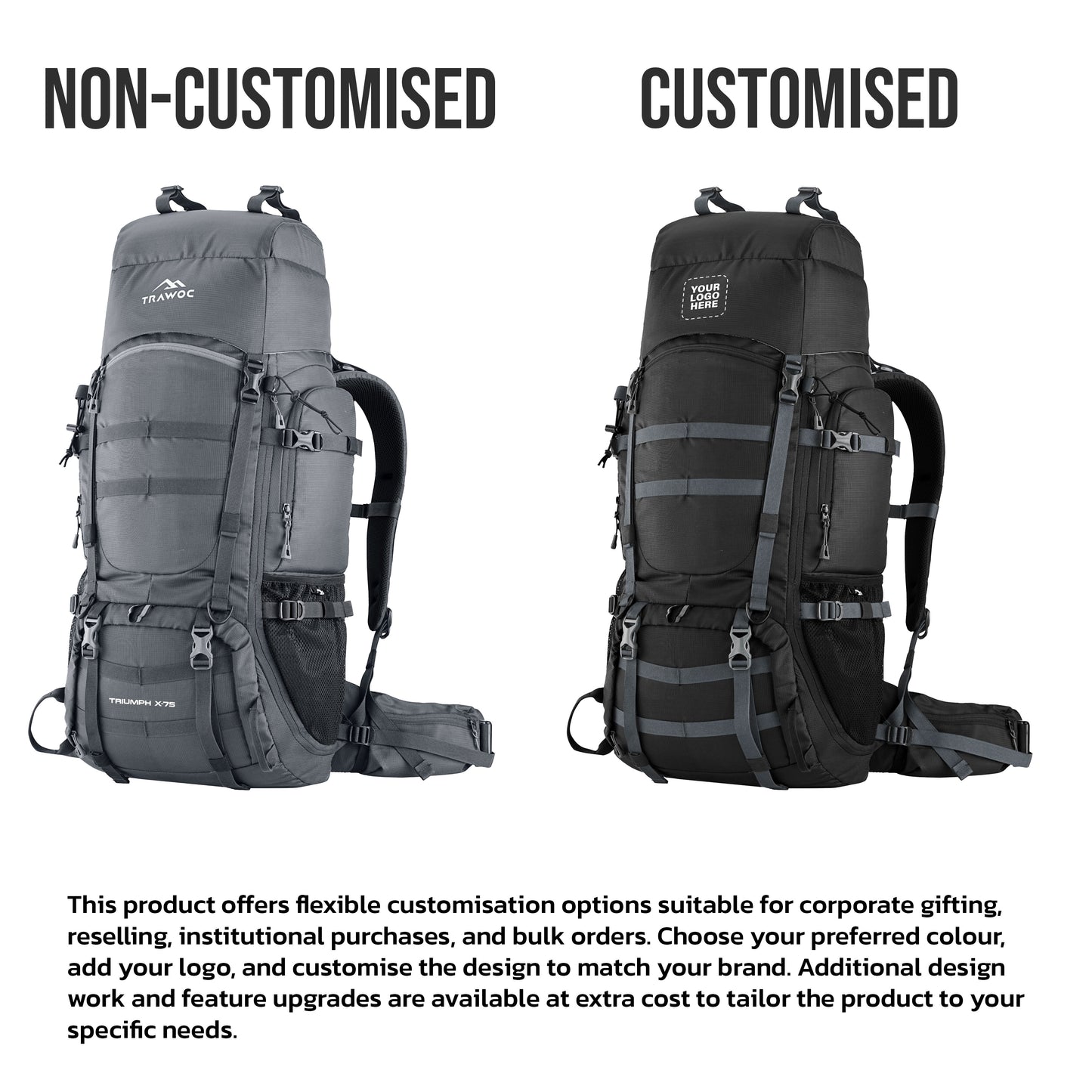 Triumph X 75 L Travel Backpack for Men & Women with Spacious Main Section & Shoe Compartment