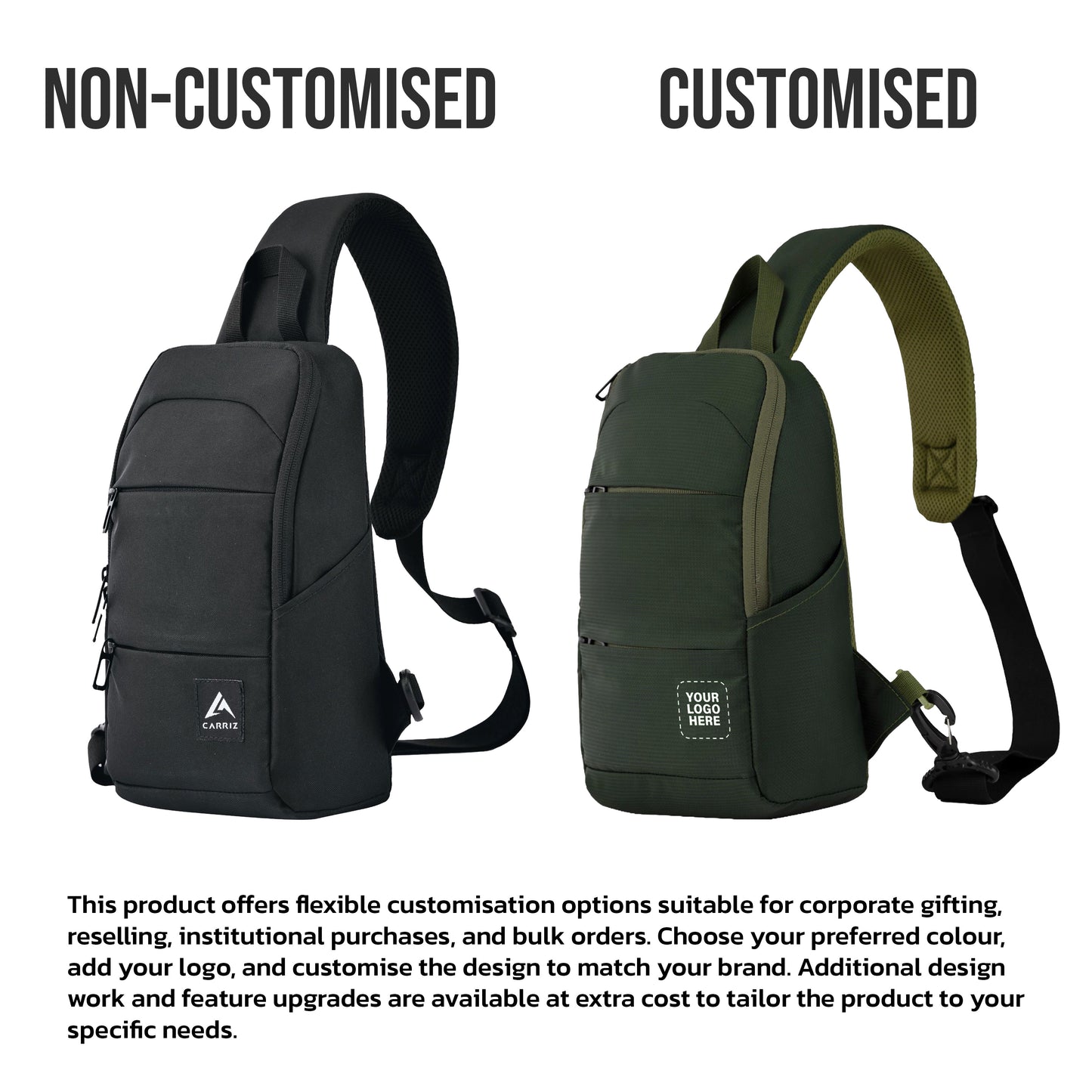 CARRIZ Versatile Sling Bag | Crossbody Travel & Hiking Daypack for Men & Women | Water Resistant | 2-Year Warranty (CRB01)