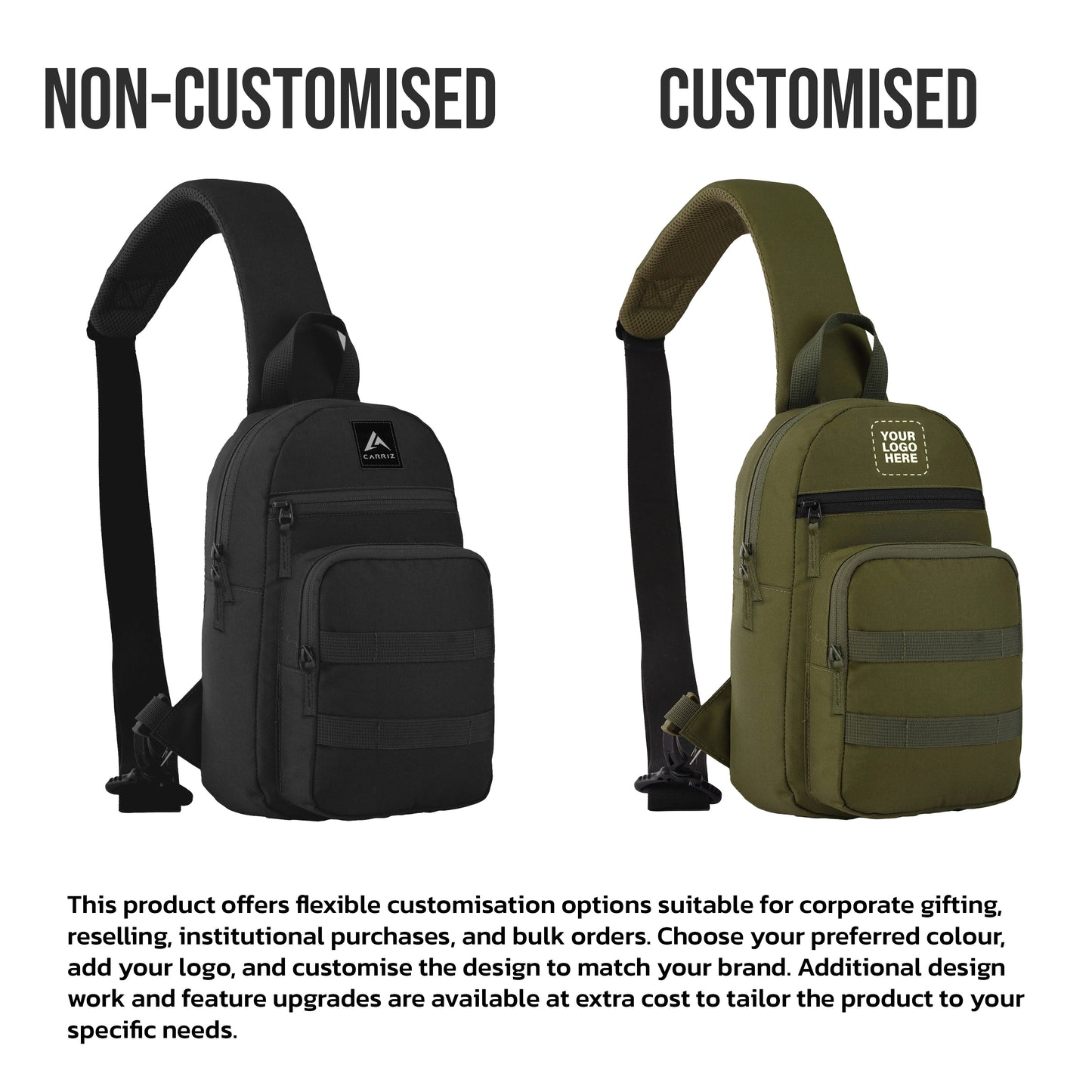 CARRIZ Sling Bag for Men & Women | Outdoor Crossbody & Shoulder Bag for Hiking, Cycling & Travel | Water Resistant | 2-Year Warranty (CRB03)