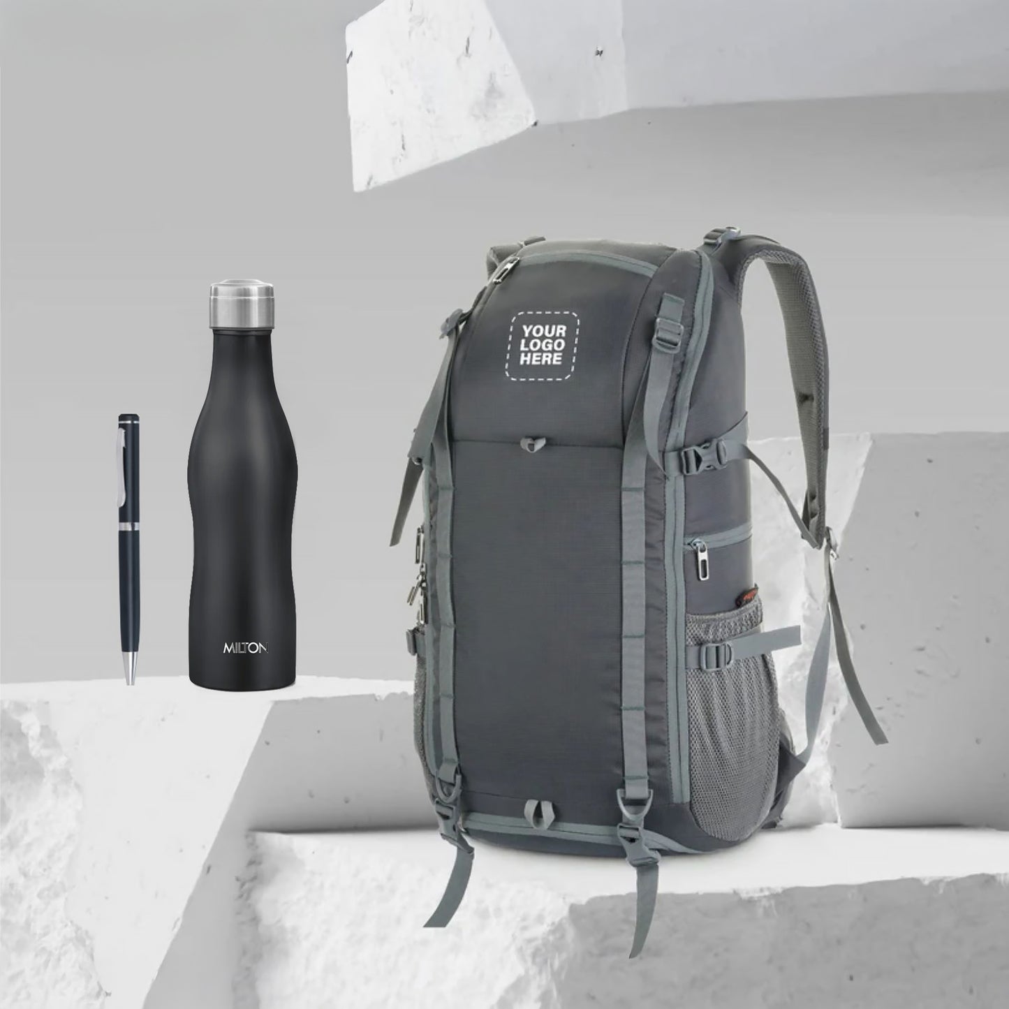 Corporate Gifting Combo – Travel Backpack, Milton Water Bottle & Pen