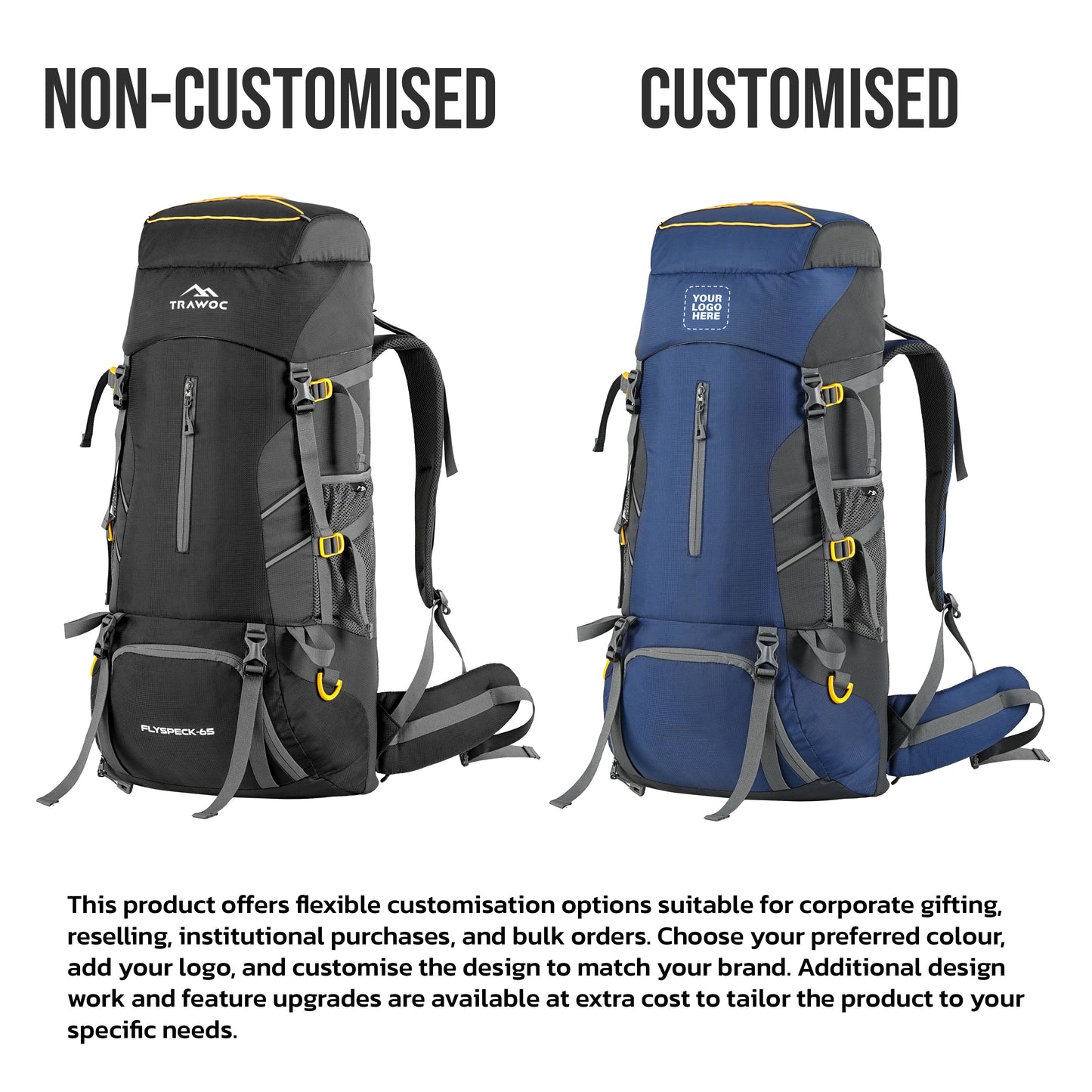 Flyspeck 65 L Travel Backpack with Lightweight Build & with Multi-Pocket Design