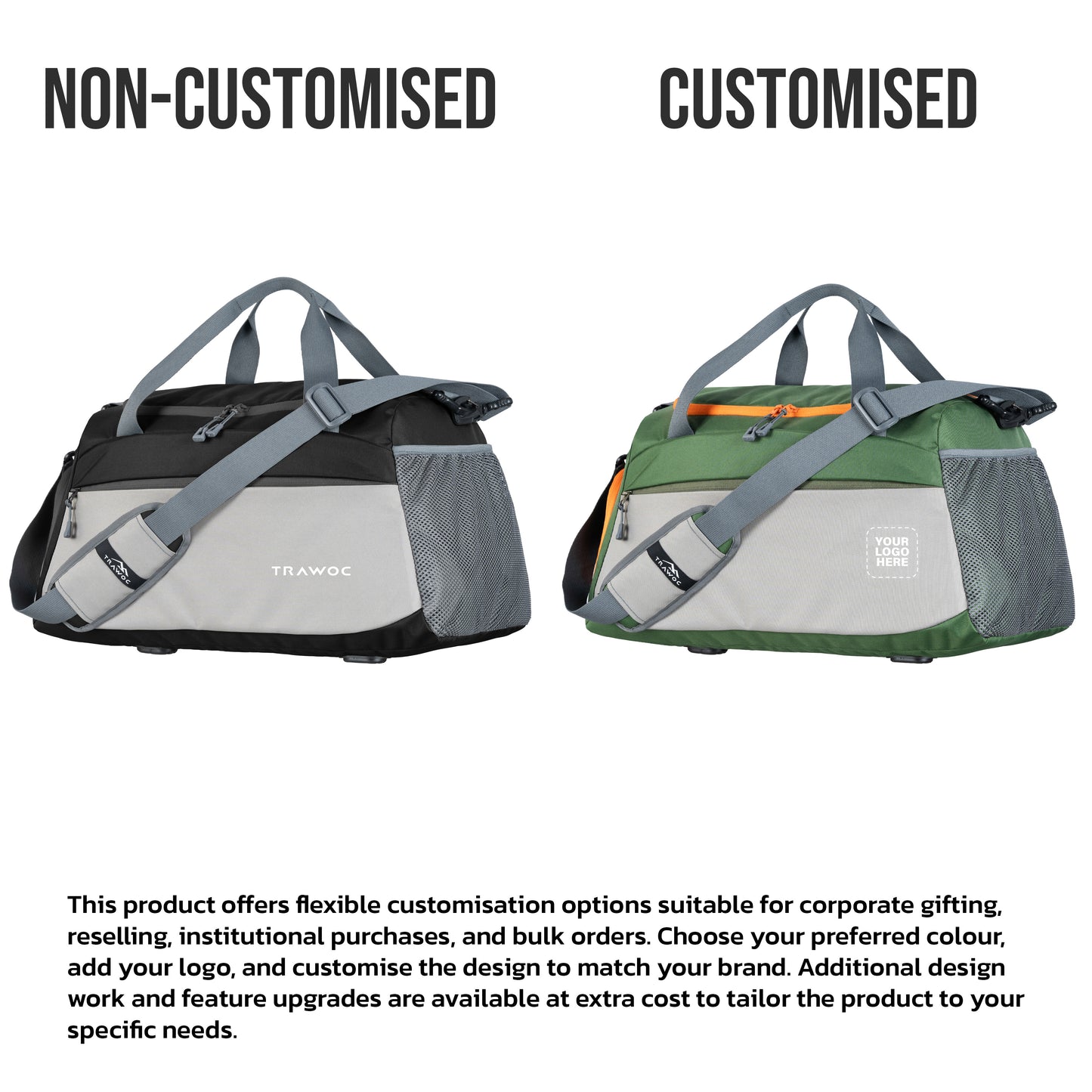 TMPB01 -  40L Duffle Bag, Travel Weekender Bag for men & women with Shoe Compartment, Water-Resistant